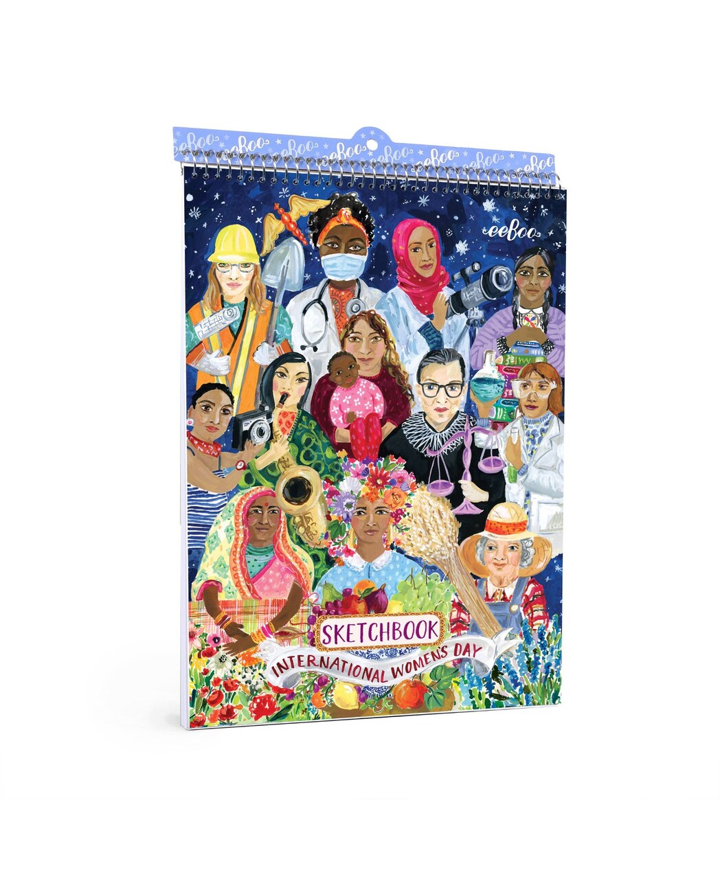 eeBoo International Women's Day Sketchbook, 60 Page Premium Sketchbook for Ages 14 and Up